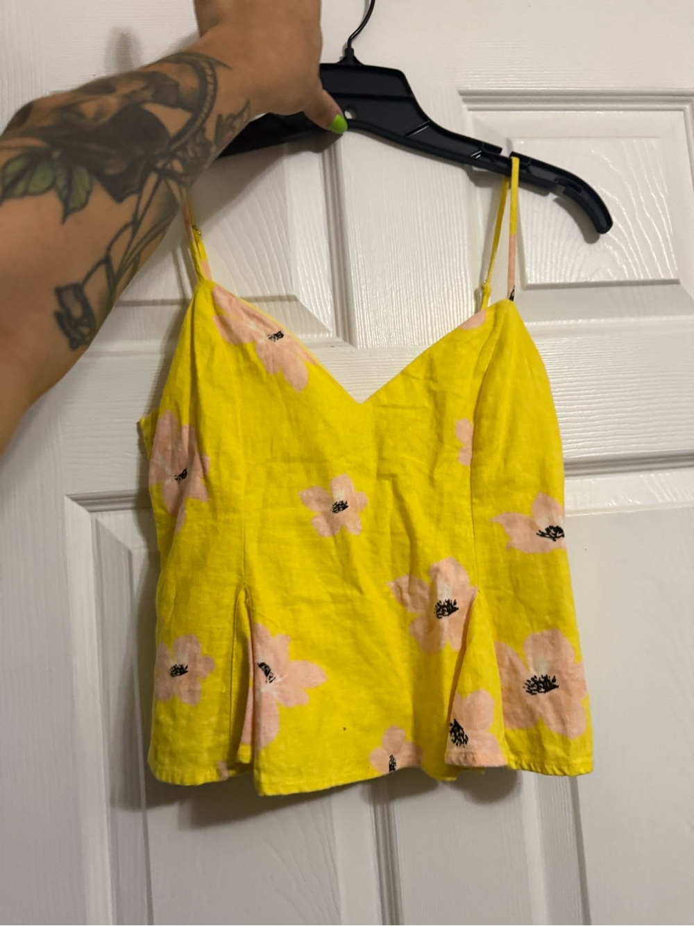 Zara Yellow Floral Spaghetti-Strap Camisole